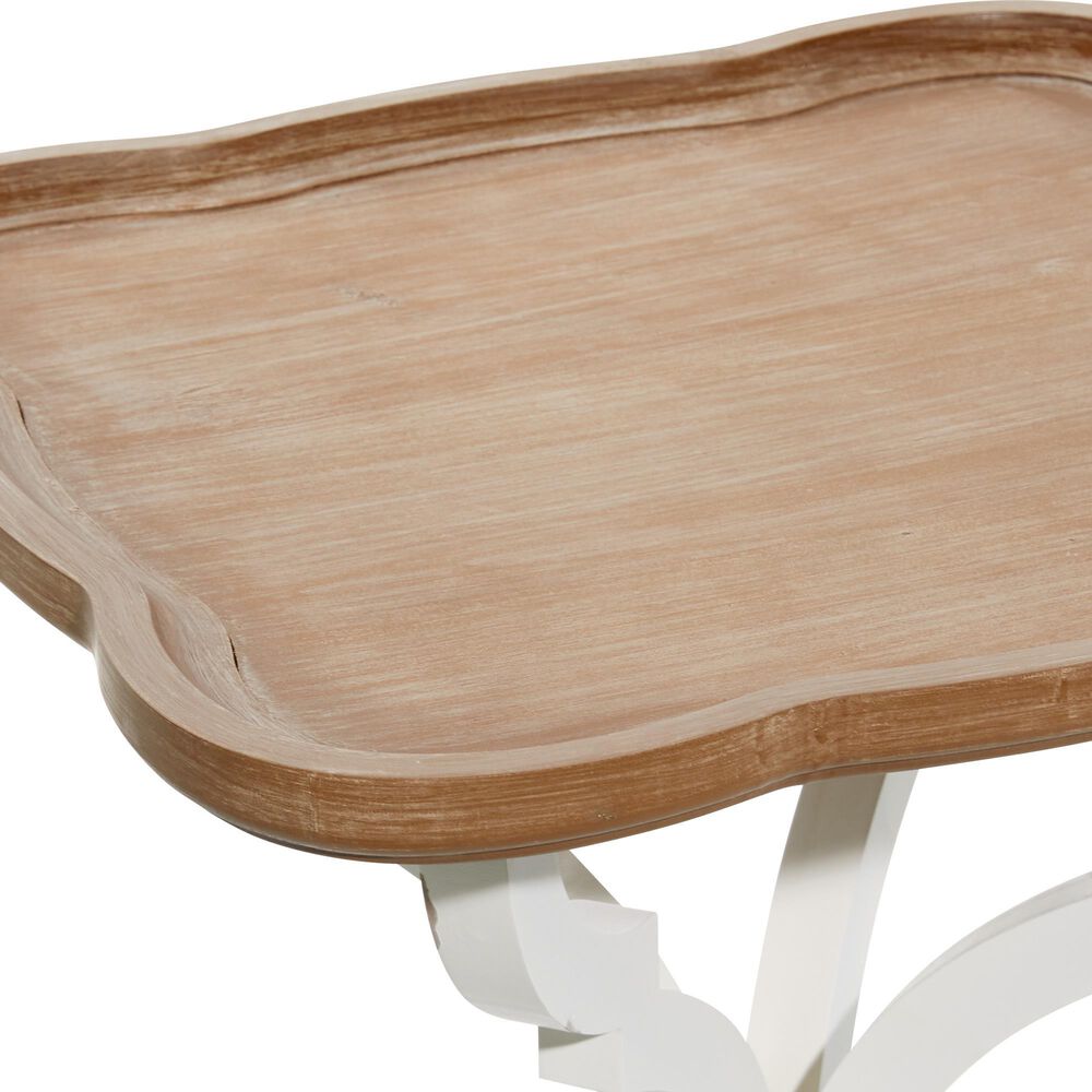 Uma Enterprises Accent Table in White and Distressed Brown, , large