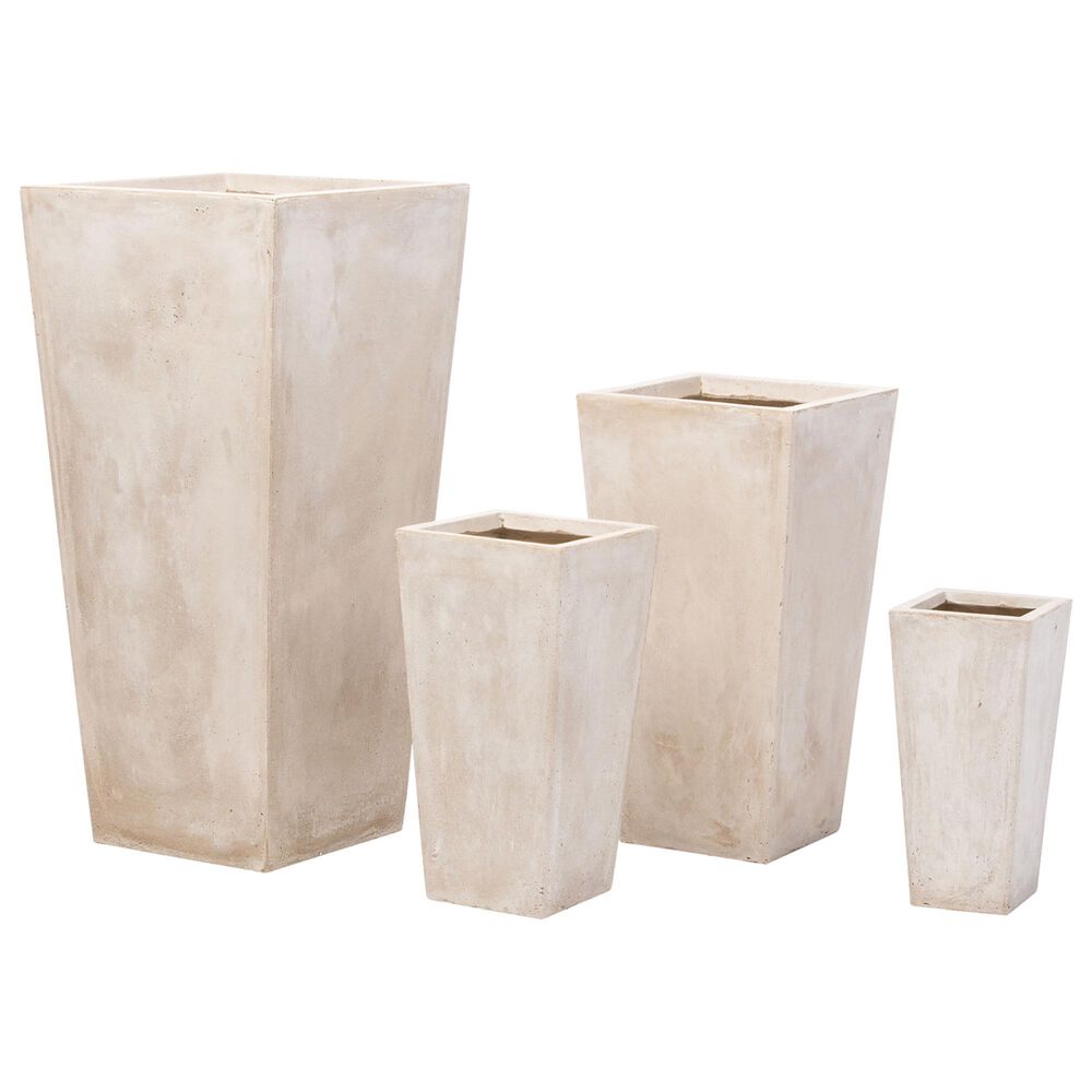 Alfresco Home Large Tall Square Quarry Planter in Cream, , large