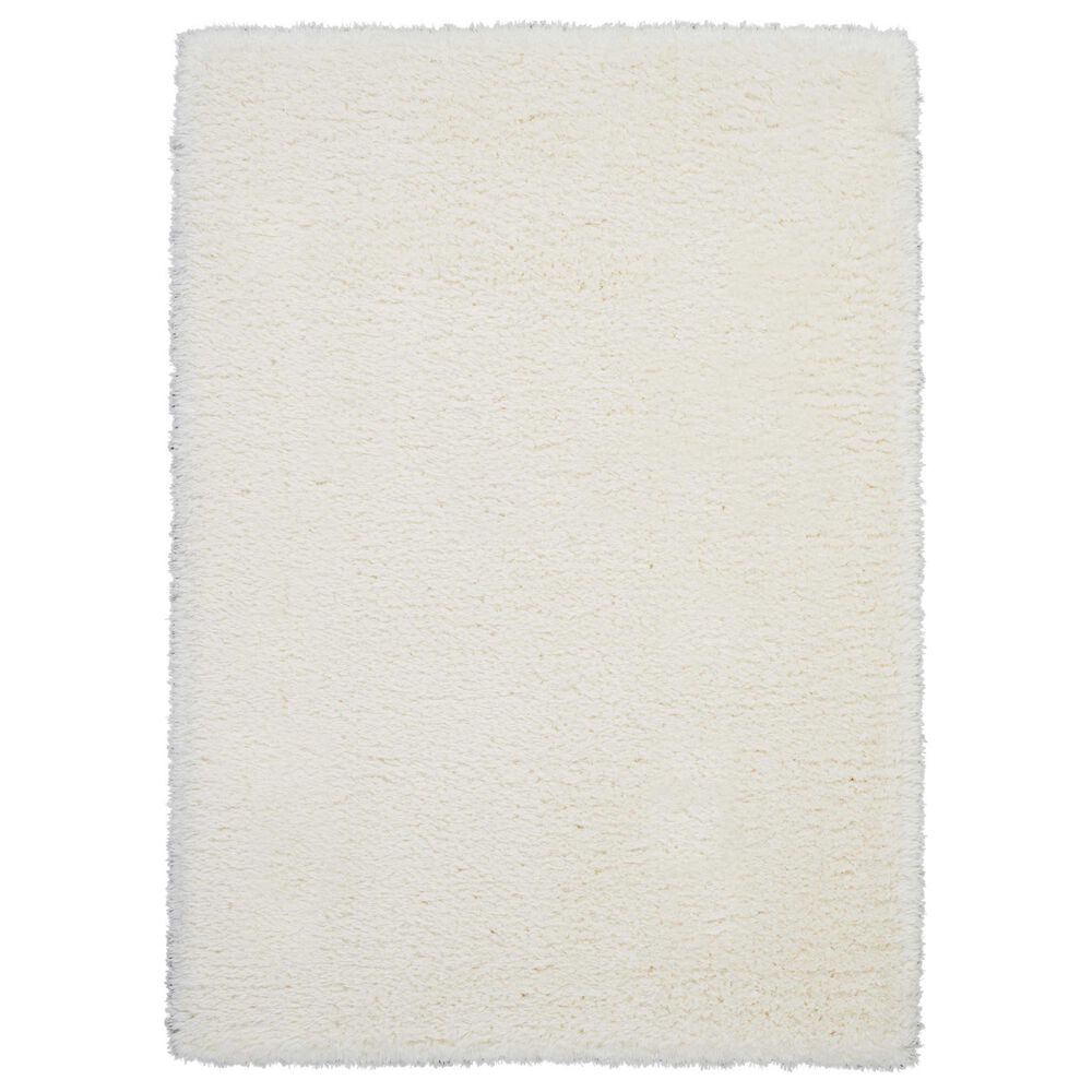 Nourison Luxe Shag LXS01 9" x 12" Ivory Area Rug, , large