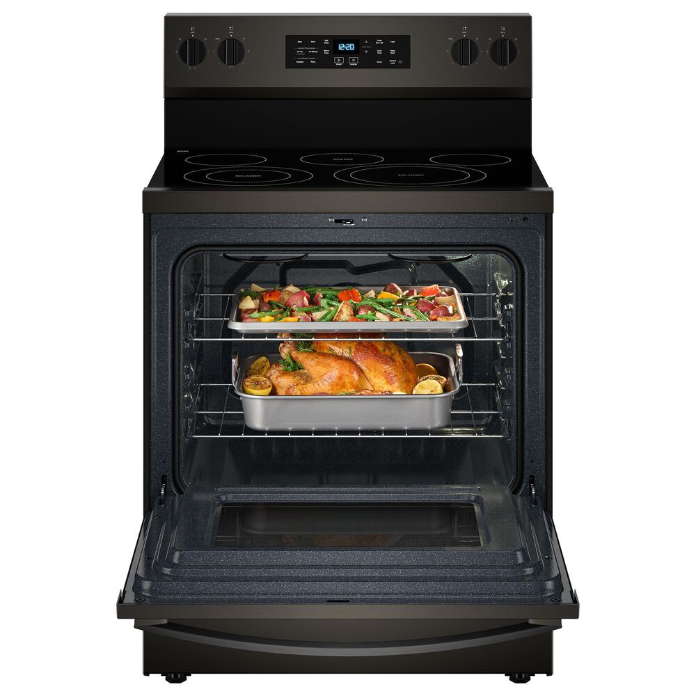 Whirlpool 5.3 Cu. Ft. Energy Star Electric Range with Air Cooking Technology in Black Stainless Steel, , large