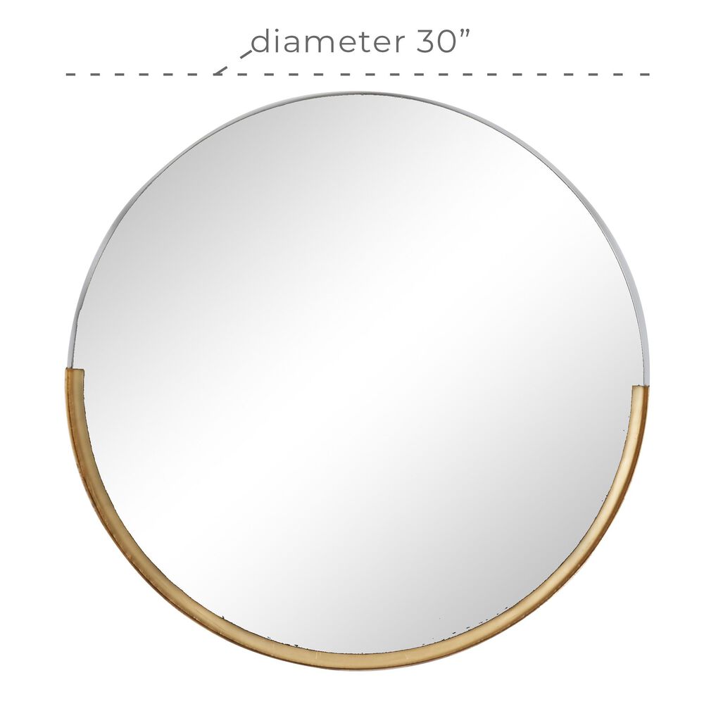 Maple and Jade 30&quot; Round Wall Mirror in Matte Gold, , large