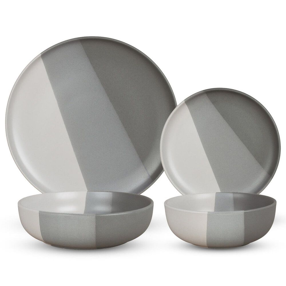 Godinger Silver Piermont 16-Piece Dinnerware Set in White, Grey and Dark Grey, , large