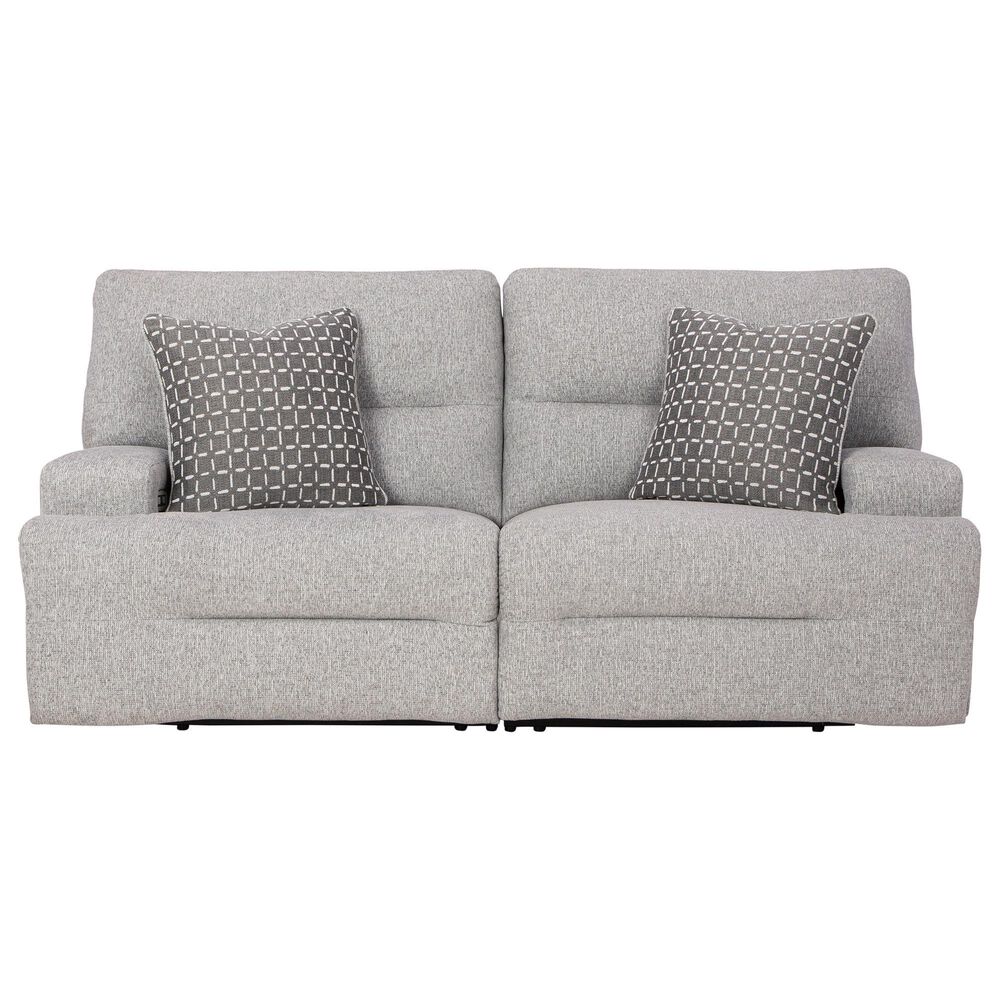 Ashley Acklen Place 2-Piece Power Symmetrical Reclining Sectional Loveseat in Pewter, , large