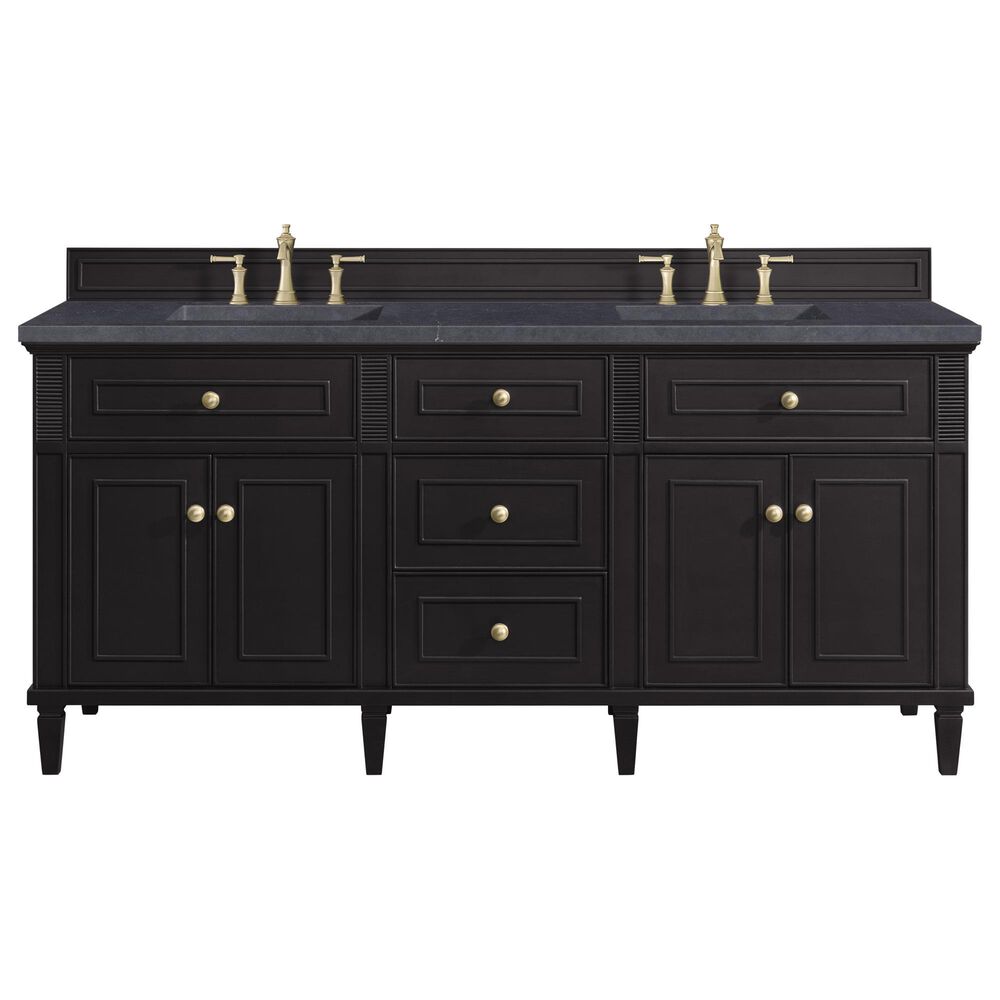 James Martin Vanities Lorelai 72&quot; Double Vanity in Black Onyx with 3 cm Charcoal Soapstone Quartz Top, , large