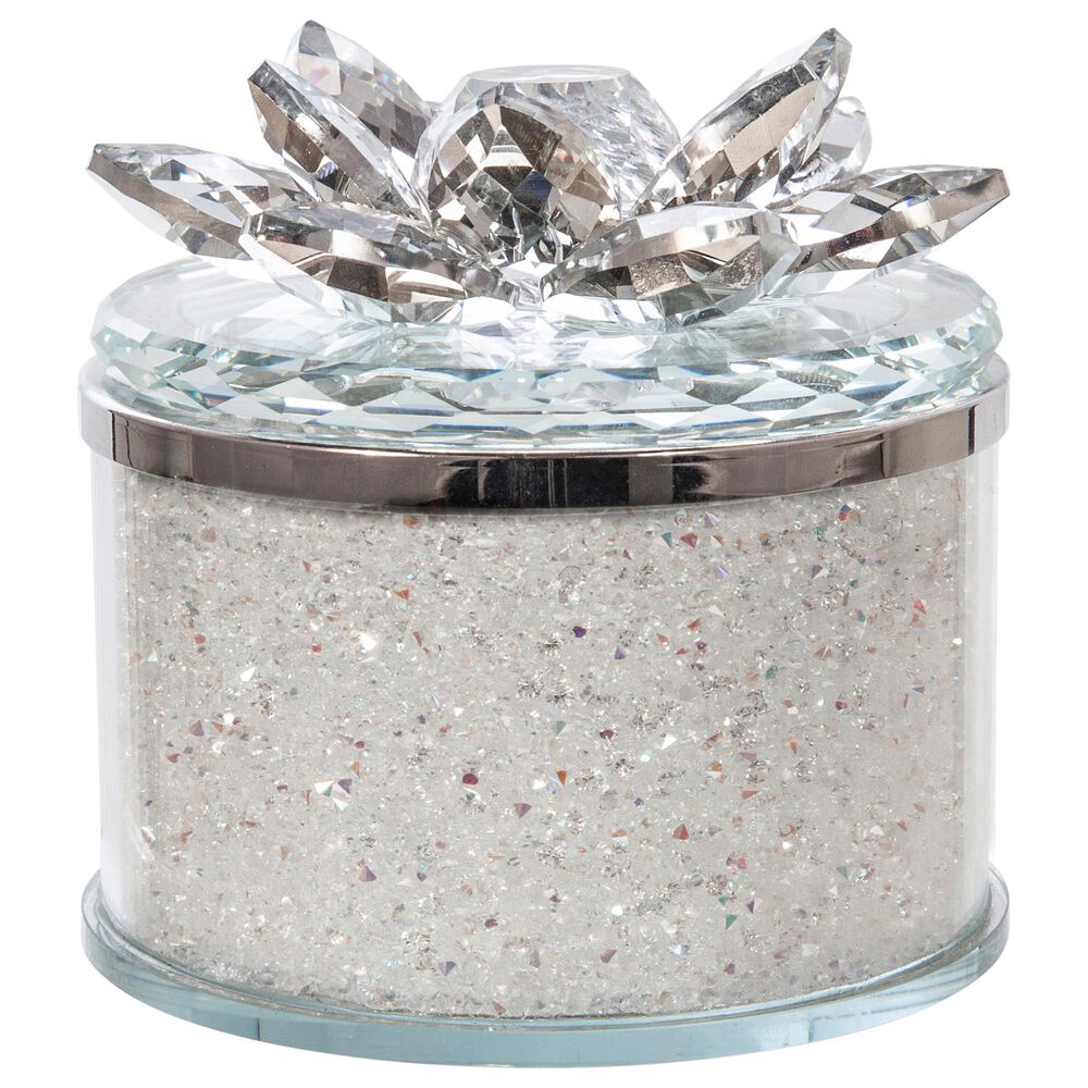 Sagebrook Home 4" Round Lotus Box in Clear, , large