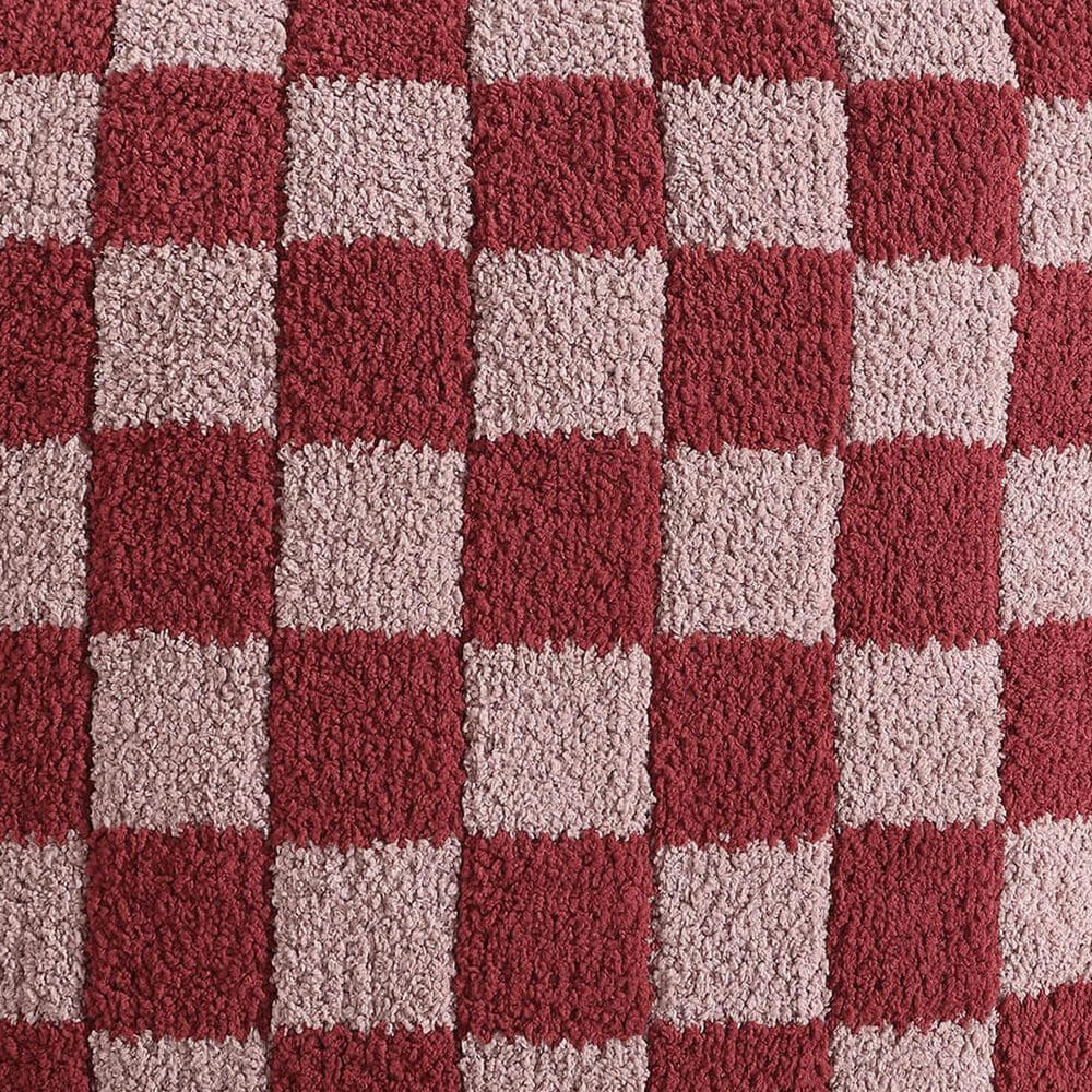 Sunday Citizen Checkerboard 20&quot; Square Throw Pillow in Pomegranate and Rose, , large