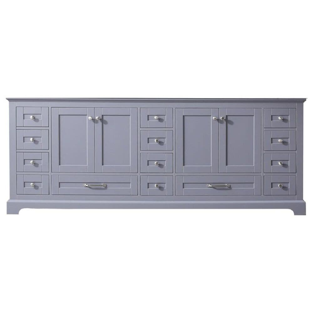 Lexora Home Dukes 84&quot; Double Bathroom Vanity in Dark Grey with 2 cm White Cultured Marble Top and Rectangular Sinks, , large