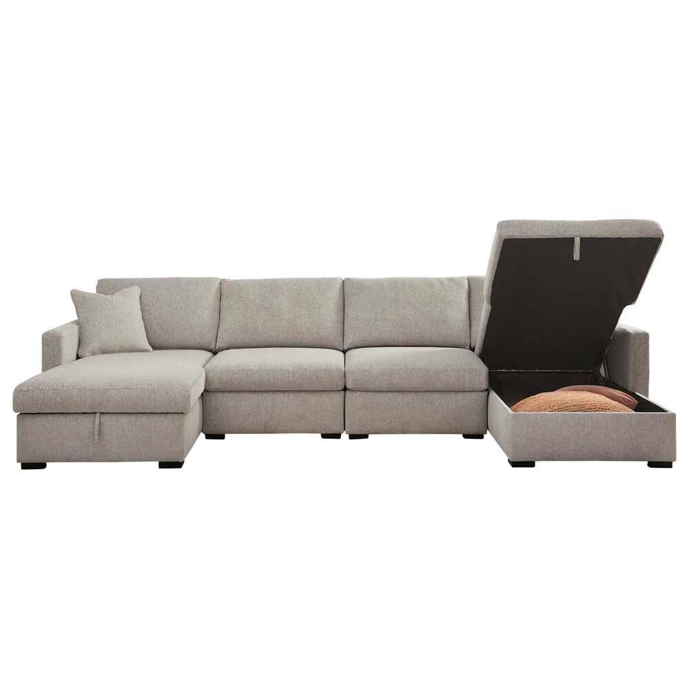 Ashley ModMax Luxe 4-Piece Symmetrical Sectional with Double Storage Chaise in Flint, , large