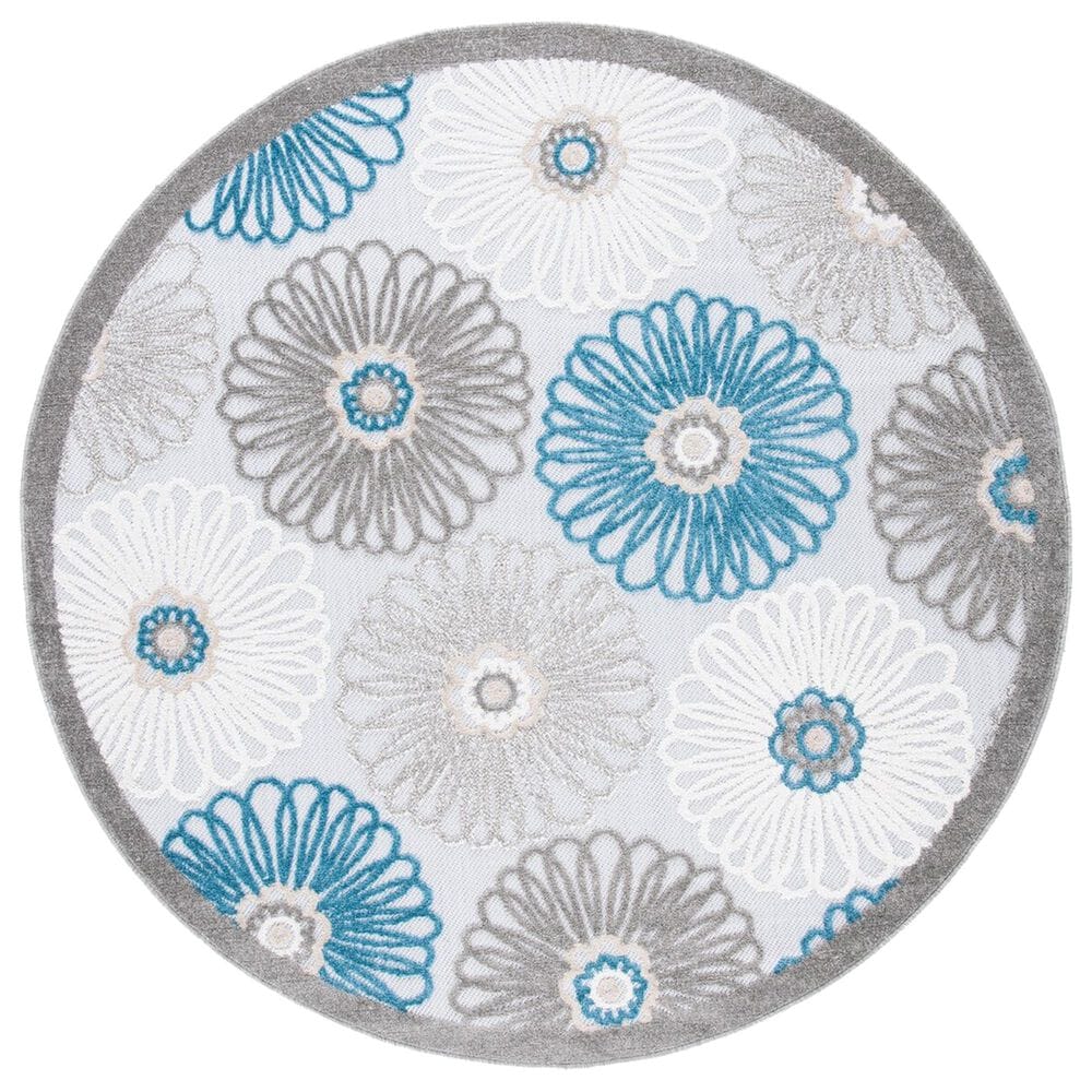 Safavieh Cabana CBN676B 6"7" Round Beige and Blue Indoor/Outdoor Area Performance Rug, , large