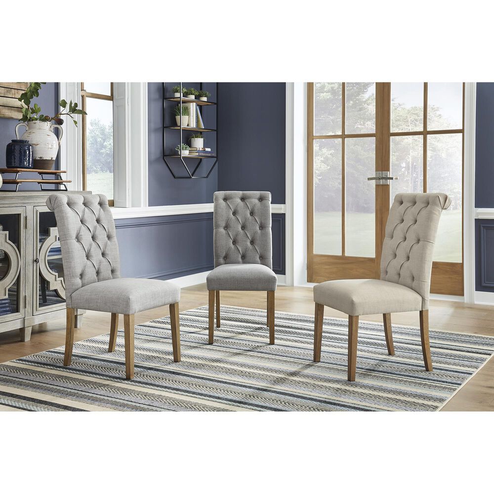 Signature Design by Ashley Harvina Side Chair with Beige Cushion in Light Walnut, , large