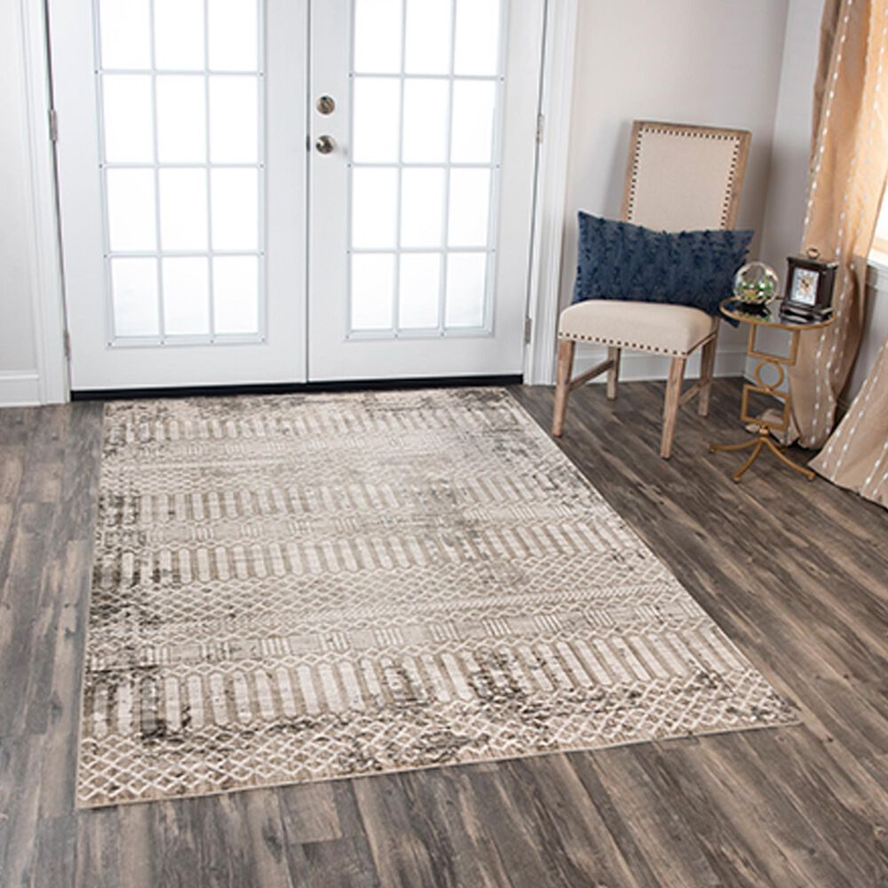 RIZZY Calabria 6&#39;7&quot; x 9&#39;6&quot; Neutral and Brown Area Rug, , large