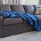 Timberlake 60" x 80" Ruched Faux Fur Throw Blanket in Blue, , large
