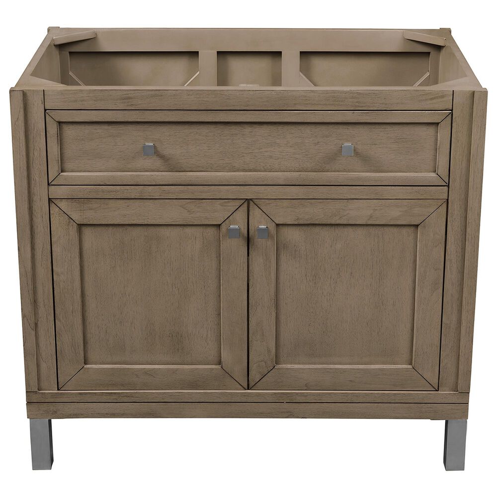James Martin Vanities Chicago 36&quot; Single Bathroom Vanity in Whitewashed Walnut with 3 cm Parisien Bleu Quartz Top and Rectangular Sink, , large