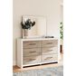 Ashley Charbitt 6-Drawer Dresser in Matte White and Replicated Oak Grain, , large