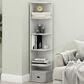 HOMLUX 5-Tier Corner Open Shelf Bookcase in White, , large