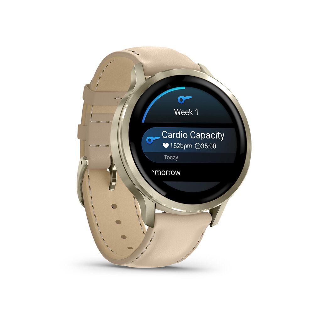 Garmin Venu 4  41 mm Lunar Gold with Bone Silicone Band and Light Sand Leather Band, , large