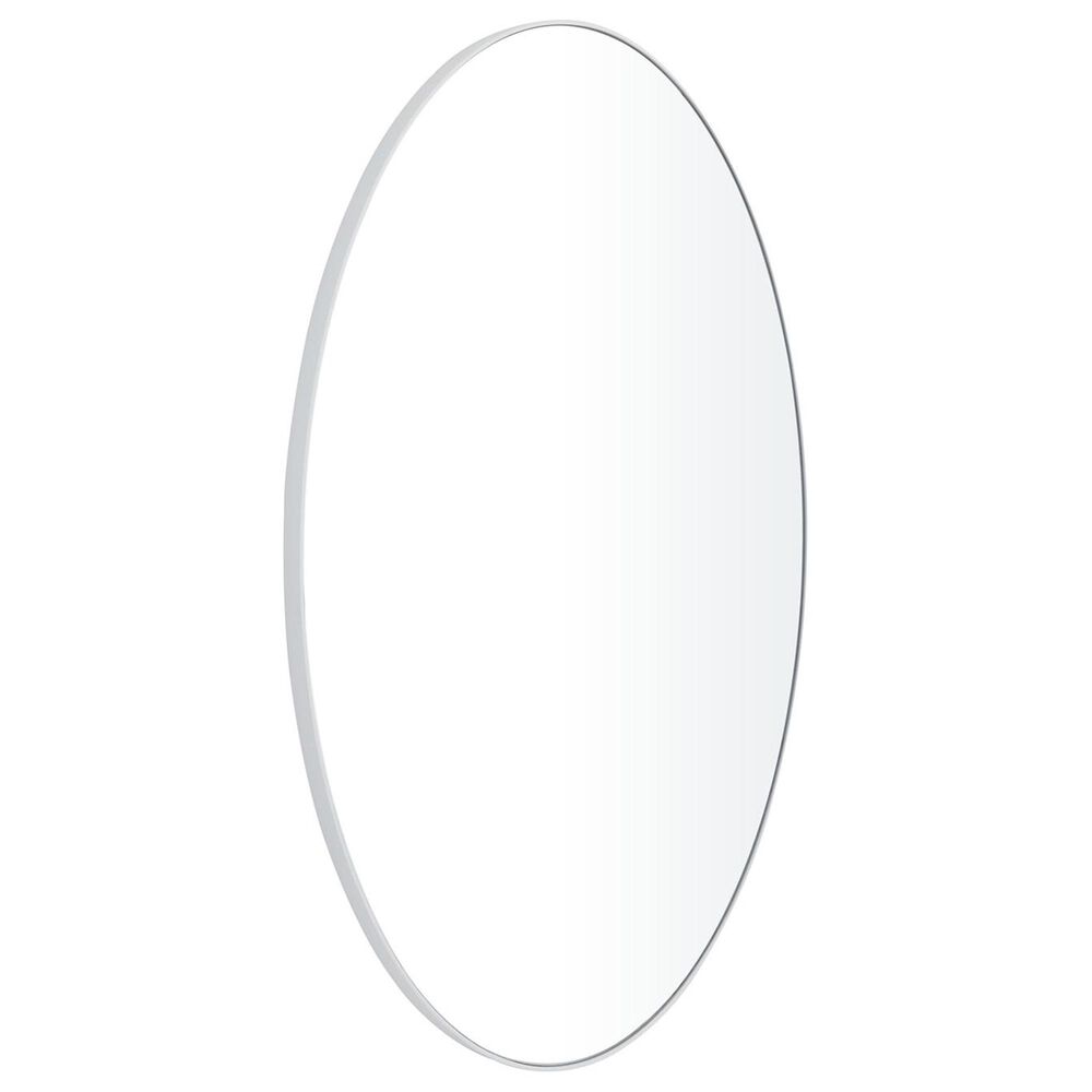 Maple and Jade 24&quot; Oval Wood Wall Mirror with Thin Minimalistic Frame in White, , large