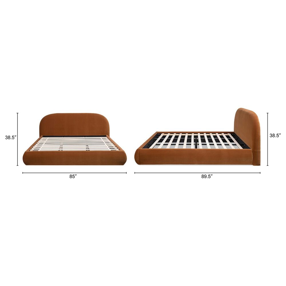 Jennifer Taylor Home Archie Upholstered Platform Bed Frame in Burnt Orange, , large