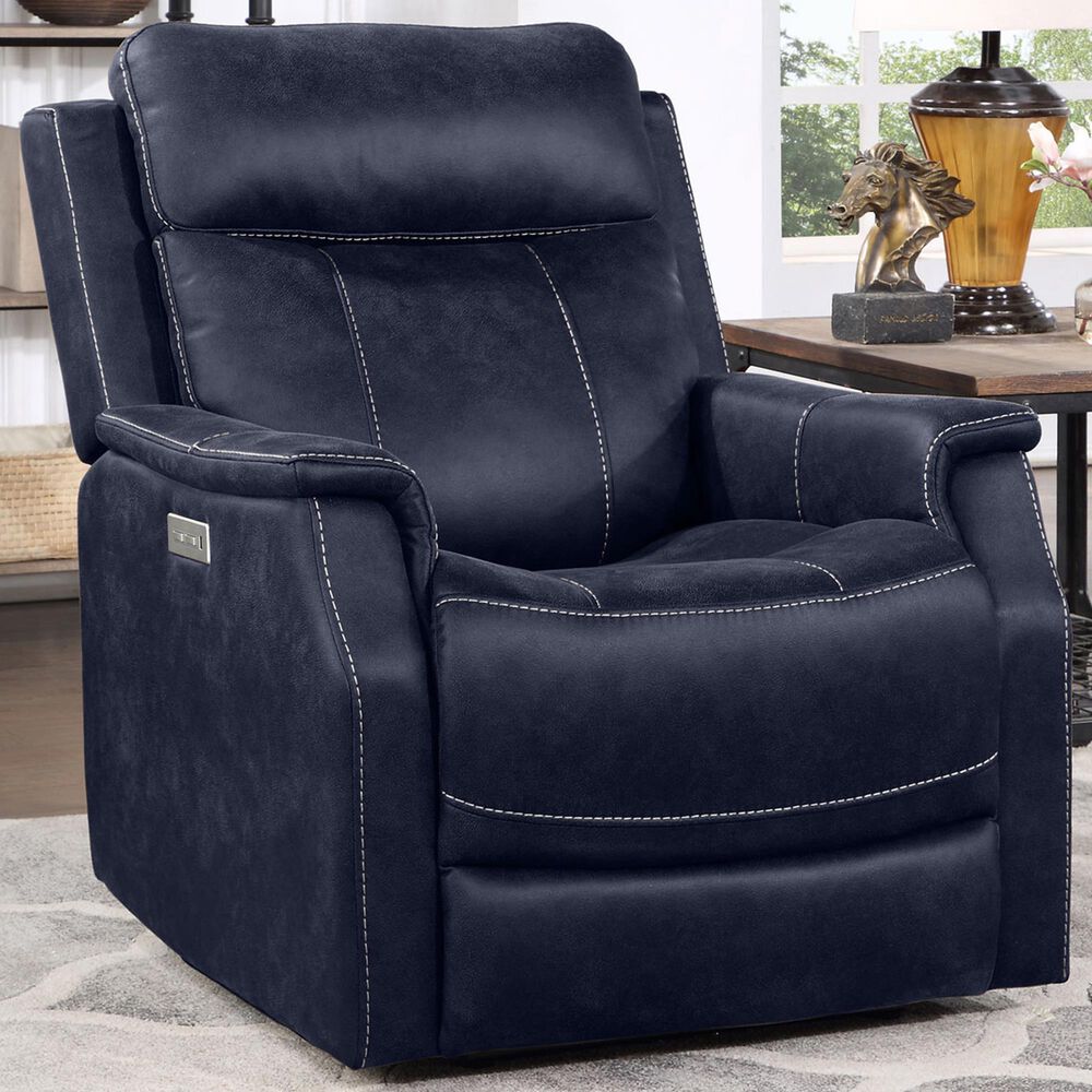 Steve Silver Valencia Dual-Power Recliner in Ocean Blue, , large