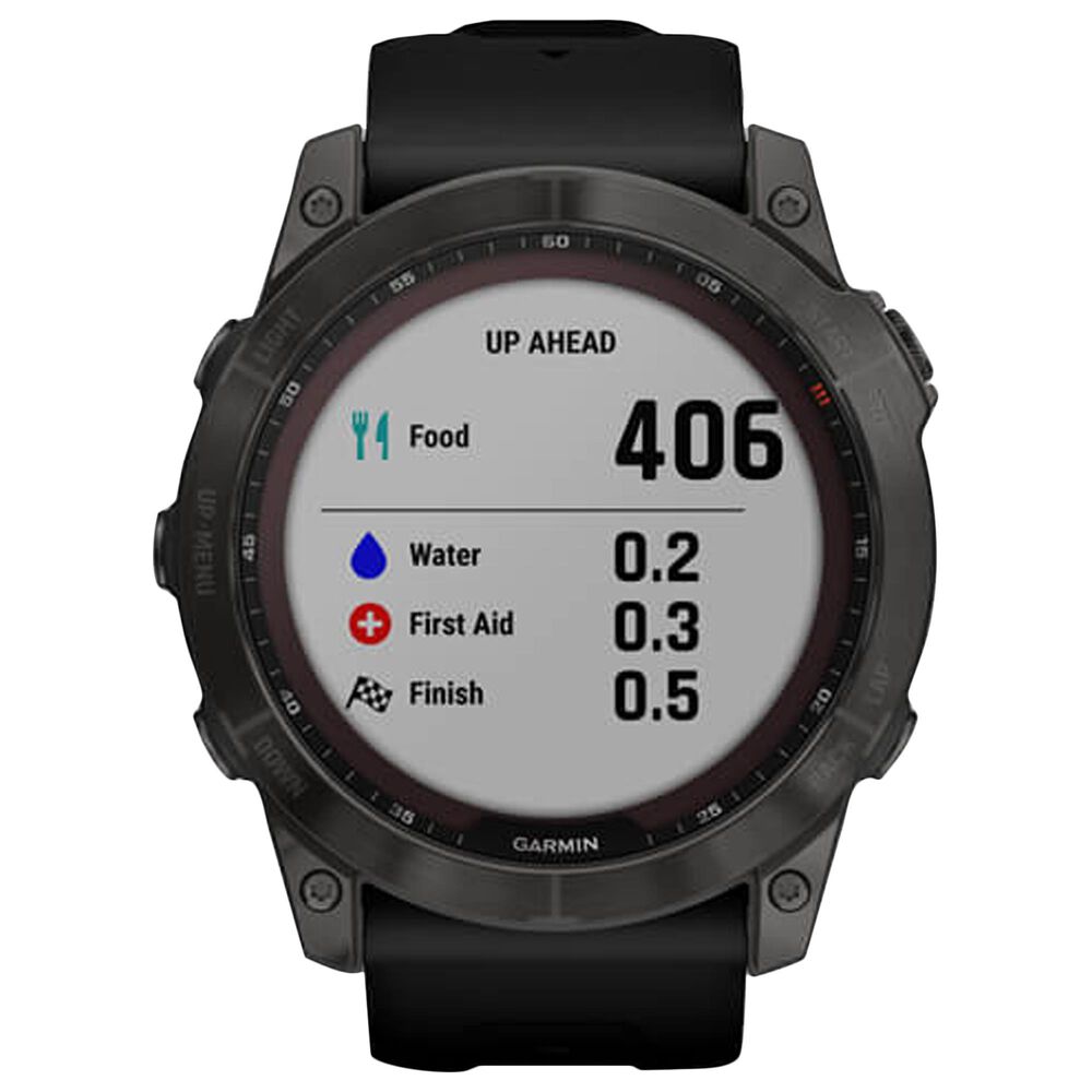Garmin Fenix 7X Sapphire Solar Edition Smartwatch Screen in Carbon Gray DLC Titanium with Black Band, , large