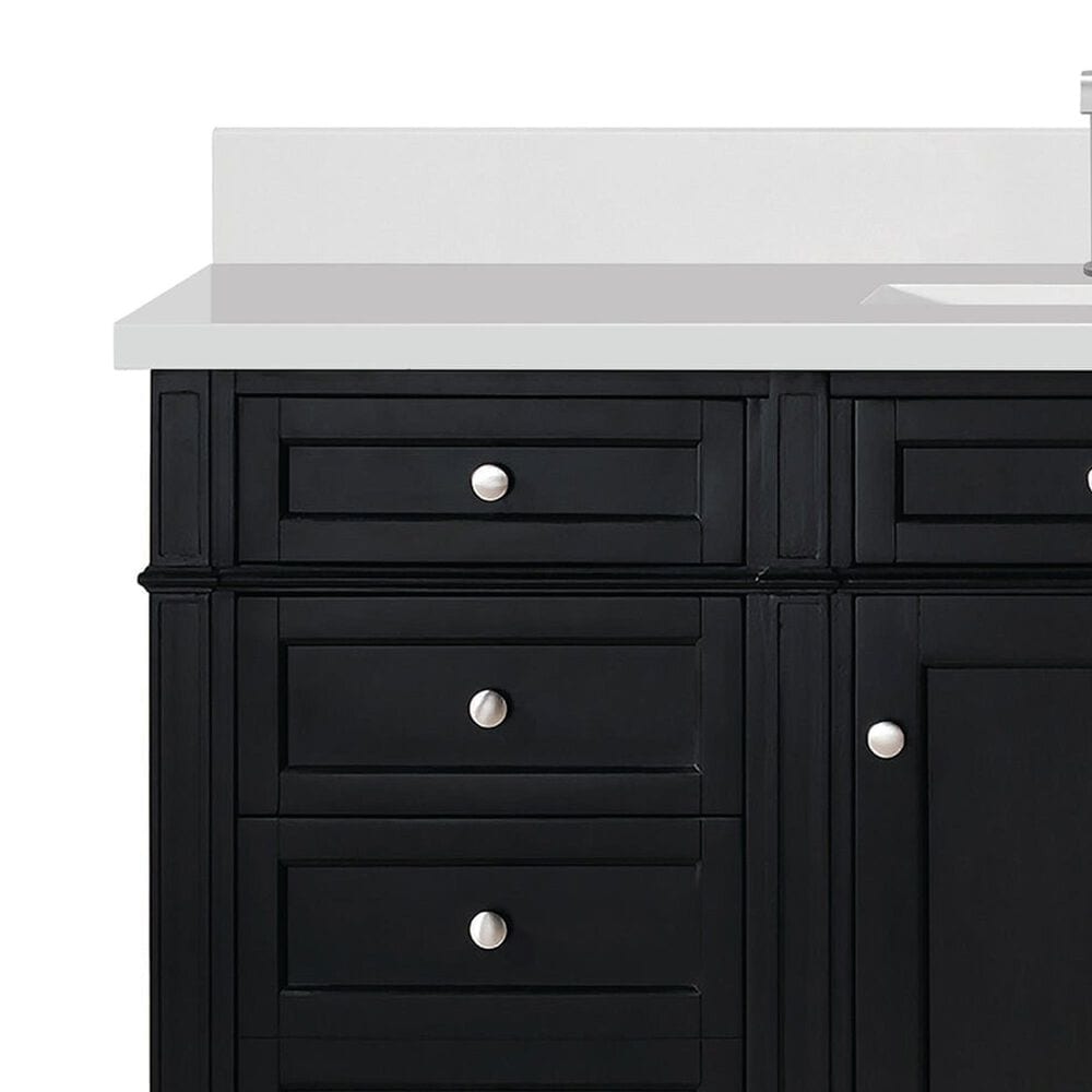 James Martin Vanities Brittany 48" Single Bathroom Vanity in Black Onyx with 3 cm White Zeus Quartz Top and Rectangular Sink, , large