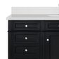 James Martin Vanities Brittany 48" Single Bathroom Vanity in Black Onyx with 3 cm White Zeus Quartz Top and Rectangular Sink, , large