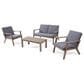 Hearth and Haven Temecula 4-Piece Outdoor Chat Set with Rectangular Coffee Table in Gray, , large