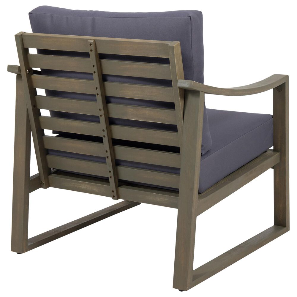 Hearth and Haven Samwell Outdoor Club Chair with Blue Cushion in Dark Grey, , large