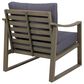 Hearth and Haven Samwell Outdoor Club Chair with Blue Cushion in Dark Grey, , large