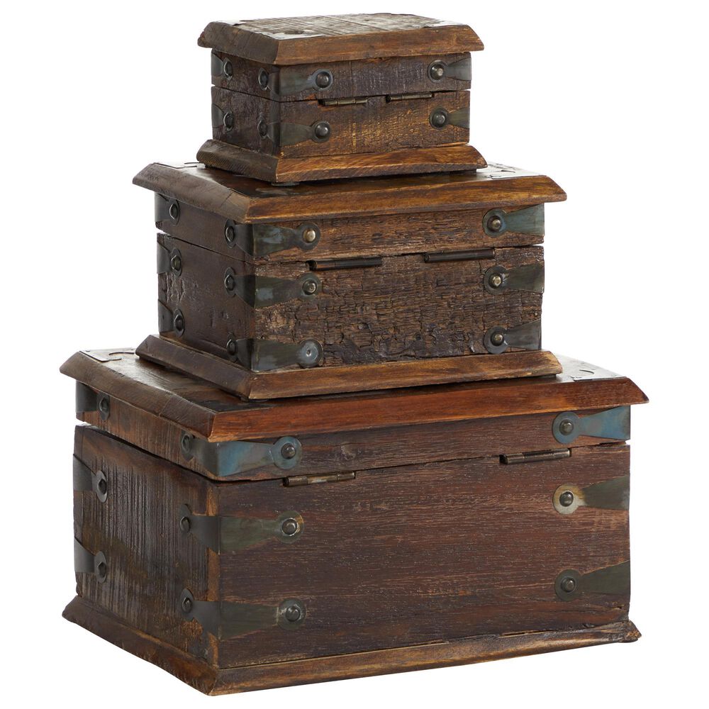 Maple and Jade Rustic Box in Dark Mocha Brown &#40;Set of 3&#41;, , large