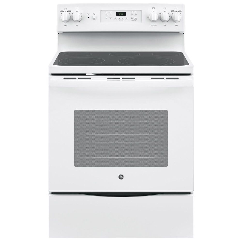 GE Appliances 30" Free-Standing Electric Convection Range in White, , large