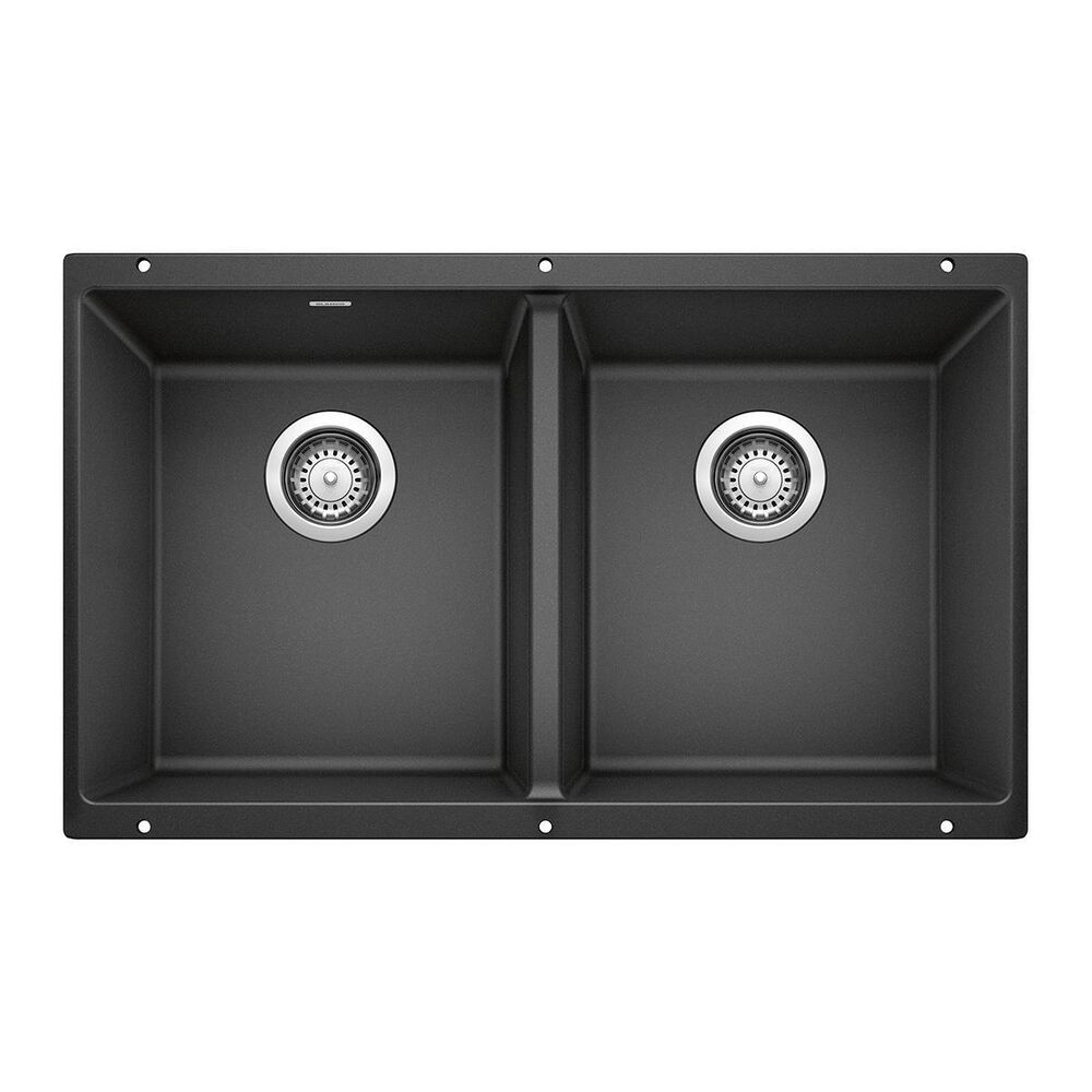 Blanco Precis 30" 50/50 Equal Double Bowl Kitchen Sink in Anthracite, , large