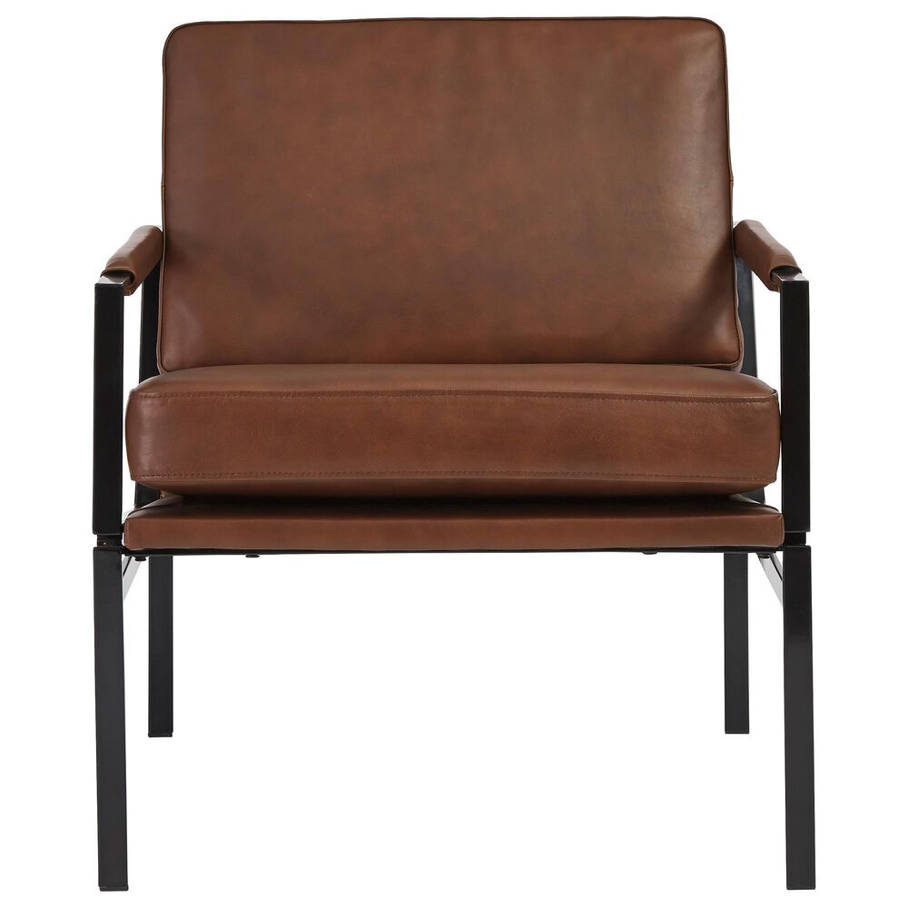 Signature Design by Ashley Puckman Leather Accent Chair in Brown | NFM