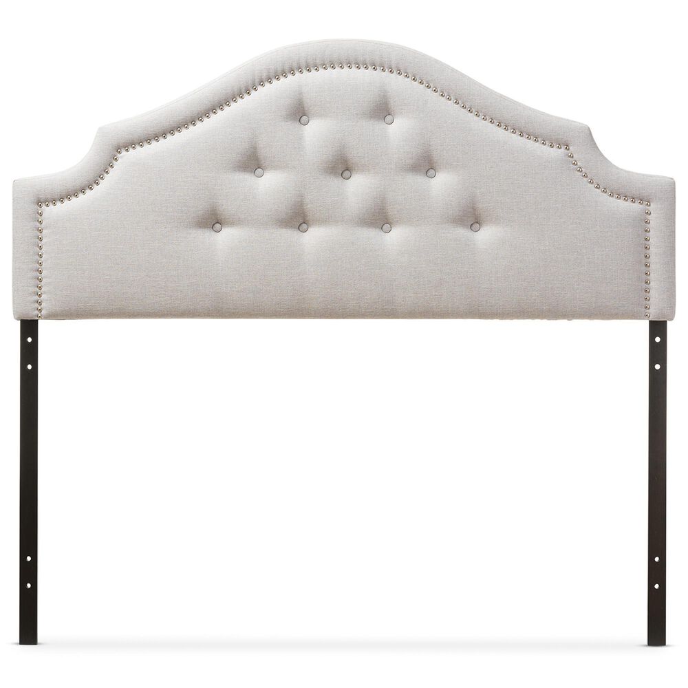 Baxton Studio Cora Full Upholstered Panel Headboard in Greyish Beige, , large