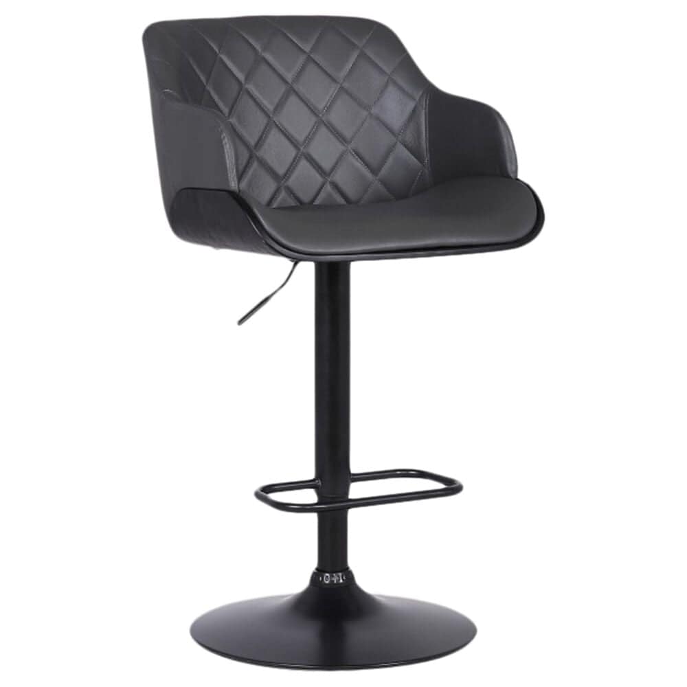 Blue River Toby Adjustable Height Bar Stool in Grey Faux Leather and Black, , large