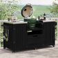 HOMLUX 67" Outdoor Kitchen Island with Stainless Steel Top in Black, , large