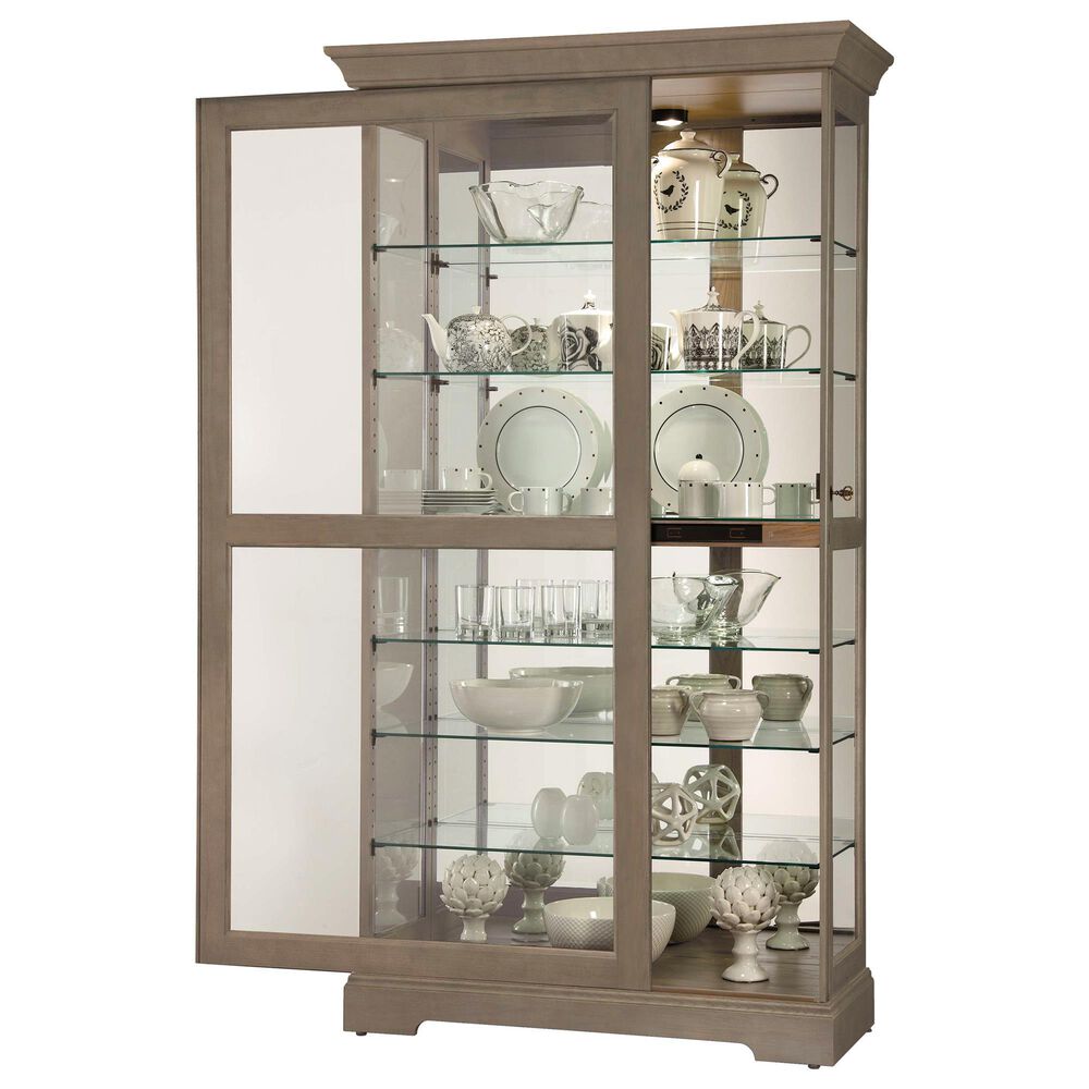 Howard Miller Tyler V Curio Cabinet in Aged Grey, , large
