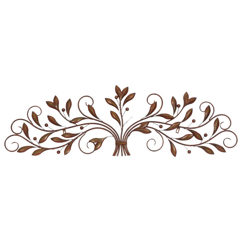Maple and Jade Floral Wall Decor in Distressed Brown and Green, , large