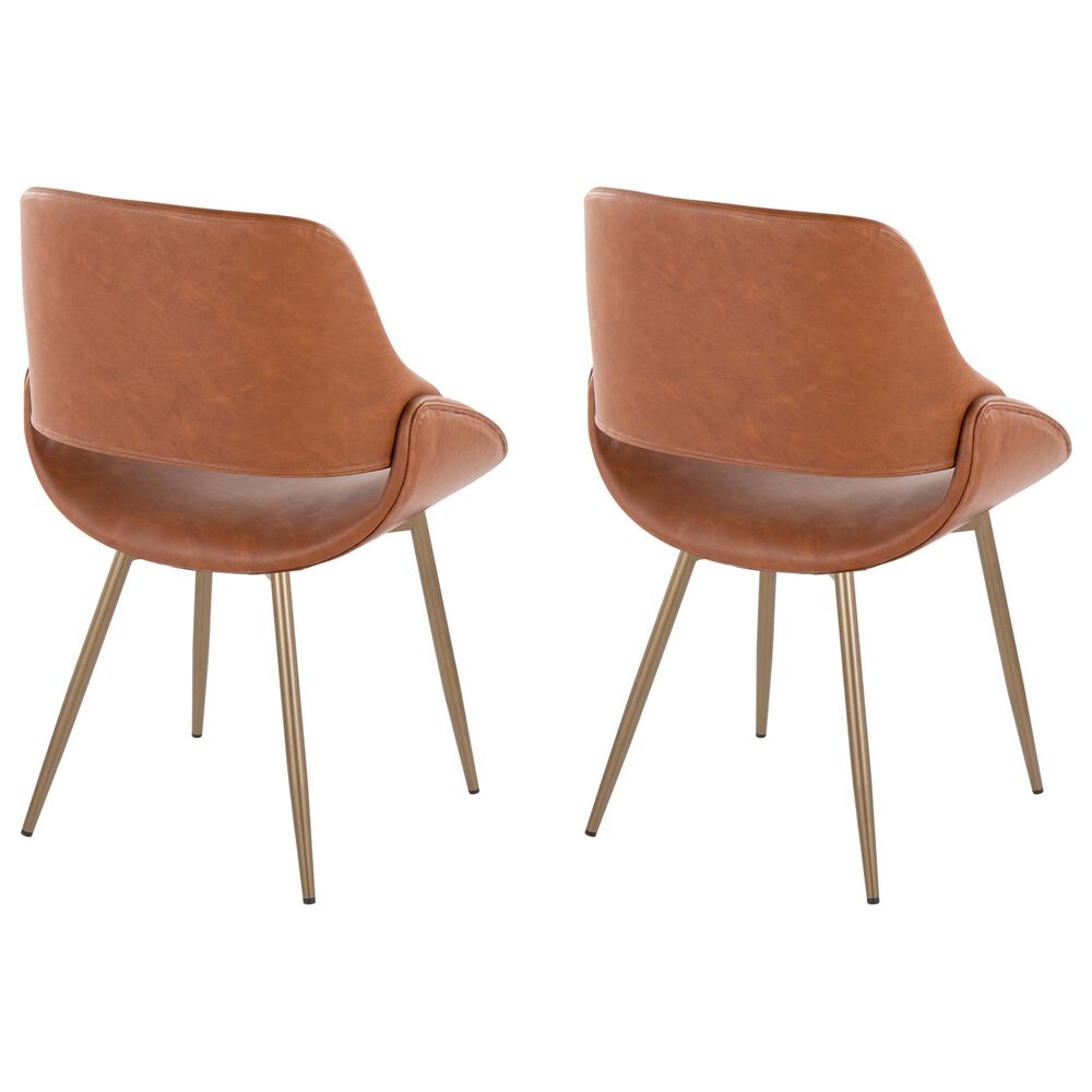 LumiSource Fabrico Side Chair with Camel Faux Leather Cushion in Antique Copper (Set of 2), , large