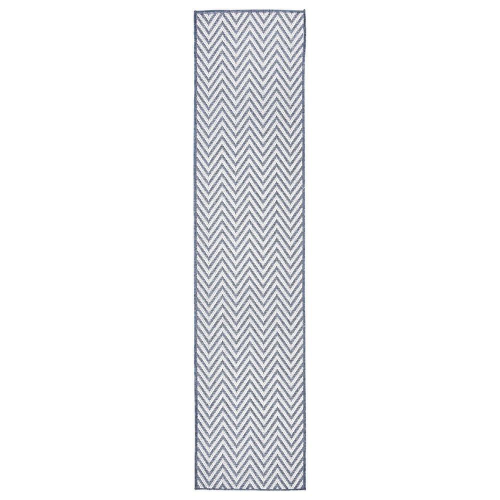 Safavieh Bermuda 2" x 8" Blue and Creme Indoor/Outdoor Area Performance Rug, , large