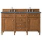 James Martin Vanities Brittany 60" Double Bathroom Vanity in Saddle Brown with 3 cm Parisien Bleu Quartz Top and Rectangular Sinks, , large