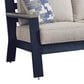 Ashley East Beach Stationary Loveseat with Beige Cushions in Navy Blue and Driftwood, , large