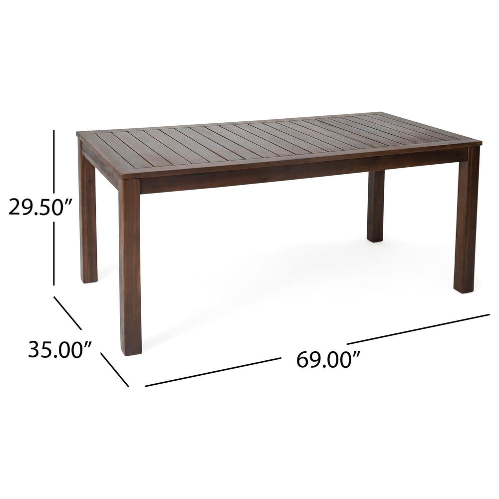 Hearth and Haven 3-Piece Outdoor Courtyard Table and Bench Set in Dark Brown, , large