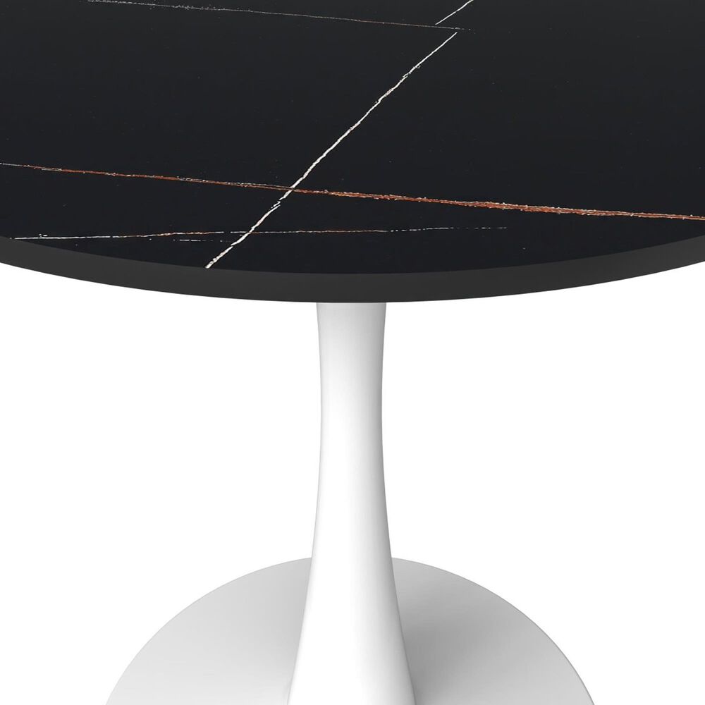 Leisuremod Leisuremod Bristol 31 round dining table White base with Black Sintered stone Top, , large