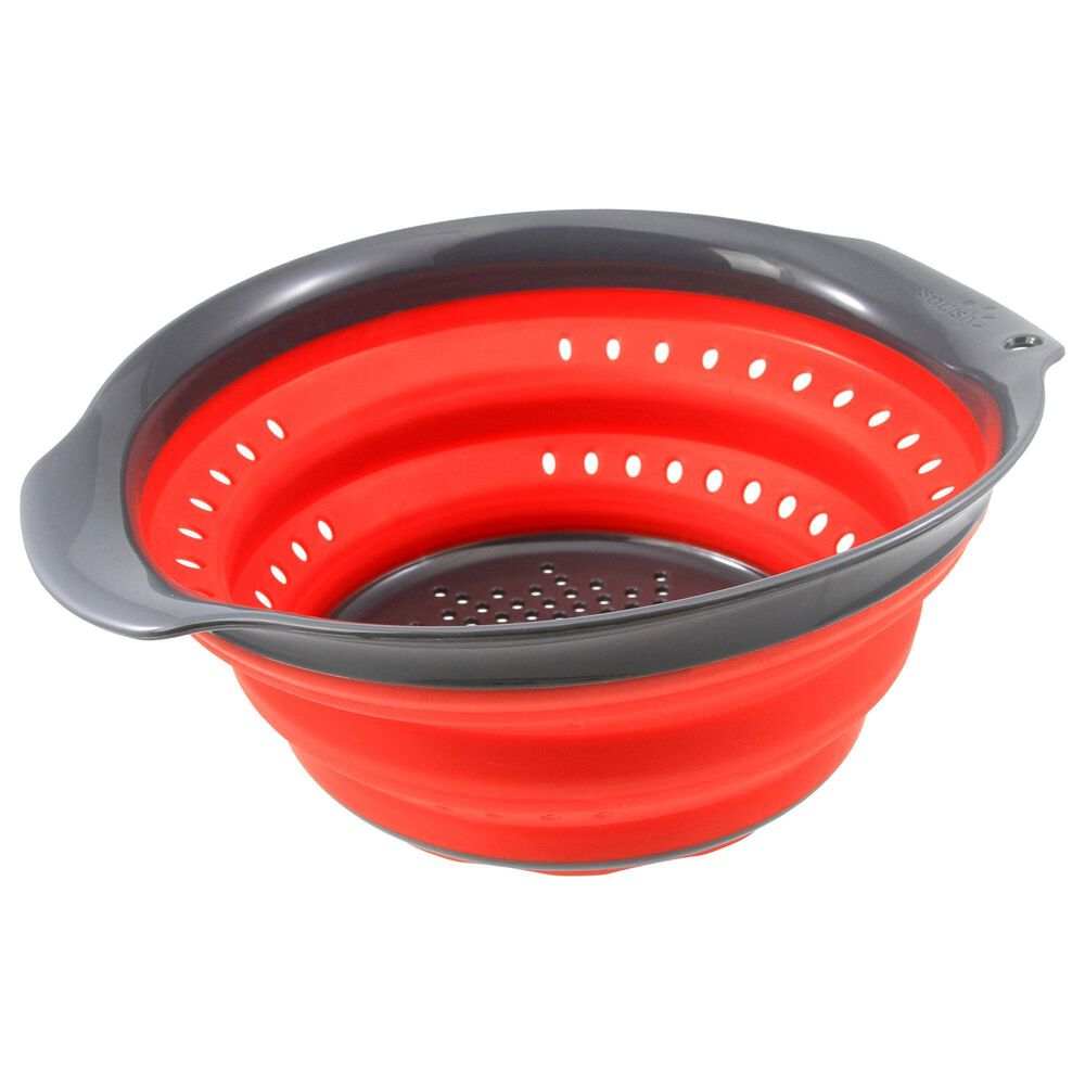 Squish 4-Quart Collapsible Colander in Red and Grey, , large