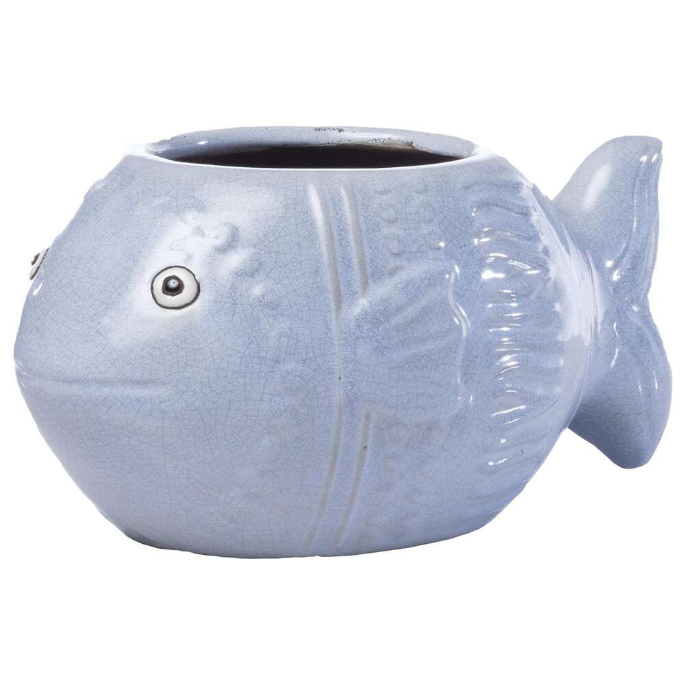 Alfresco Home Ceramic Placid Fish Pot in Blue, , large