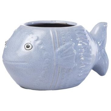 Alfresco Home Ceramic Placid Fish Pot in Blue, , large