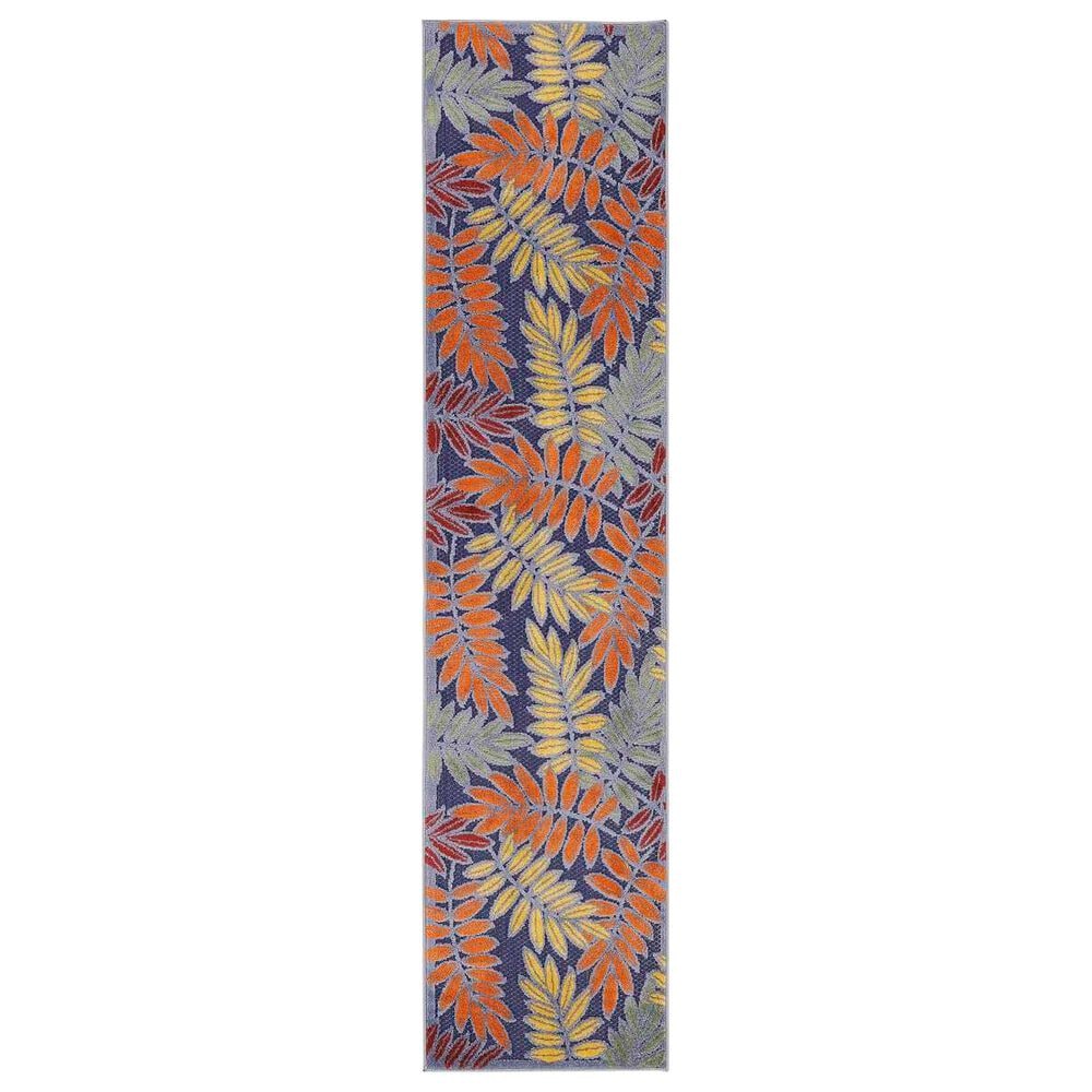Nourison Aloha ALH18 2"3" x 8" Navy and Multicolor Indoor/Outdoor Runner, , large