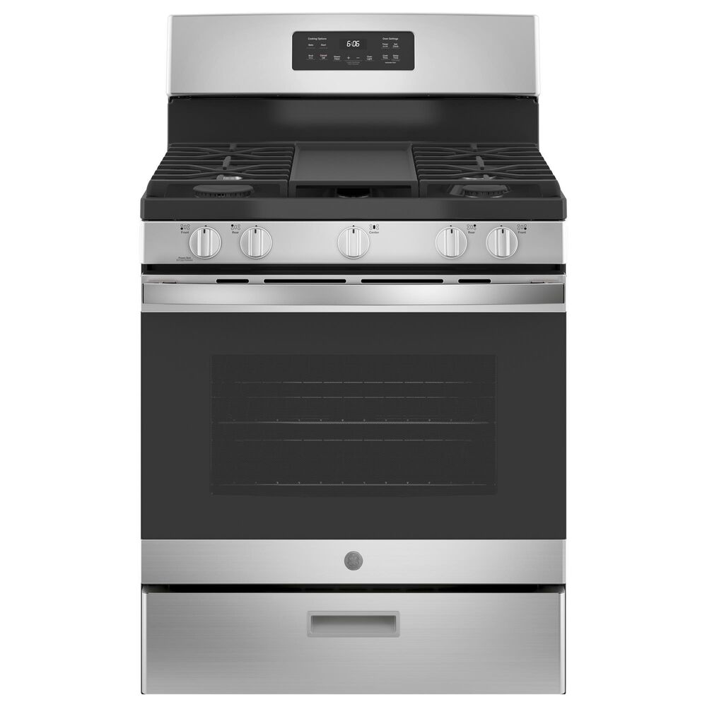 G.E. 4-Piece Kitchen Package with 25.7 Cu. Ft. French Door Refrigerator and Gas Range in Stainless Steel, , large