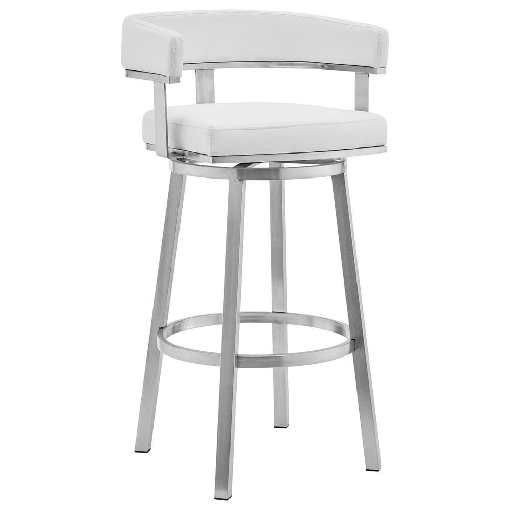 Blue River Lorin 26&quot; Swivel Counter Stool with White Cushion in Stainless Steel, , large